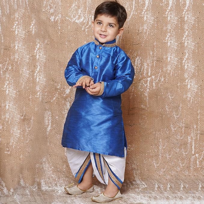 Image of AJ DEZINES Kids Ethnic Wear Pure Cotton Dhoti Kurta Set For Boys
