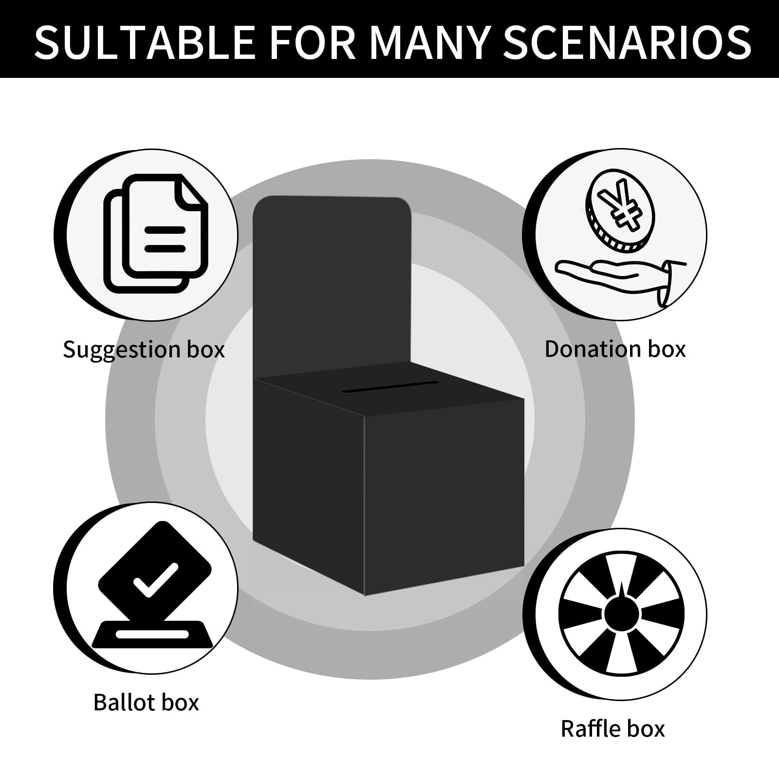 Paquete de 12 urnas para rifa, caja de donación para recaudación de fondos, caja de cartón de 6 x 6 x 6 pulgadas con ranura para boletos y cabecera extraíble para coleccionar tarjetas de visita