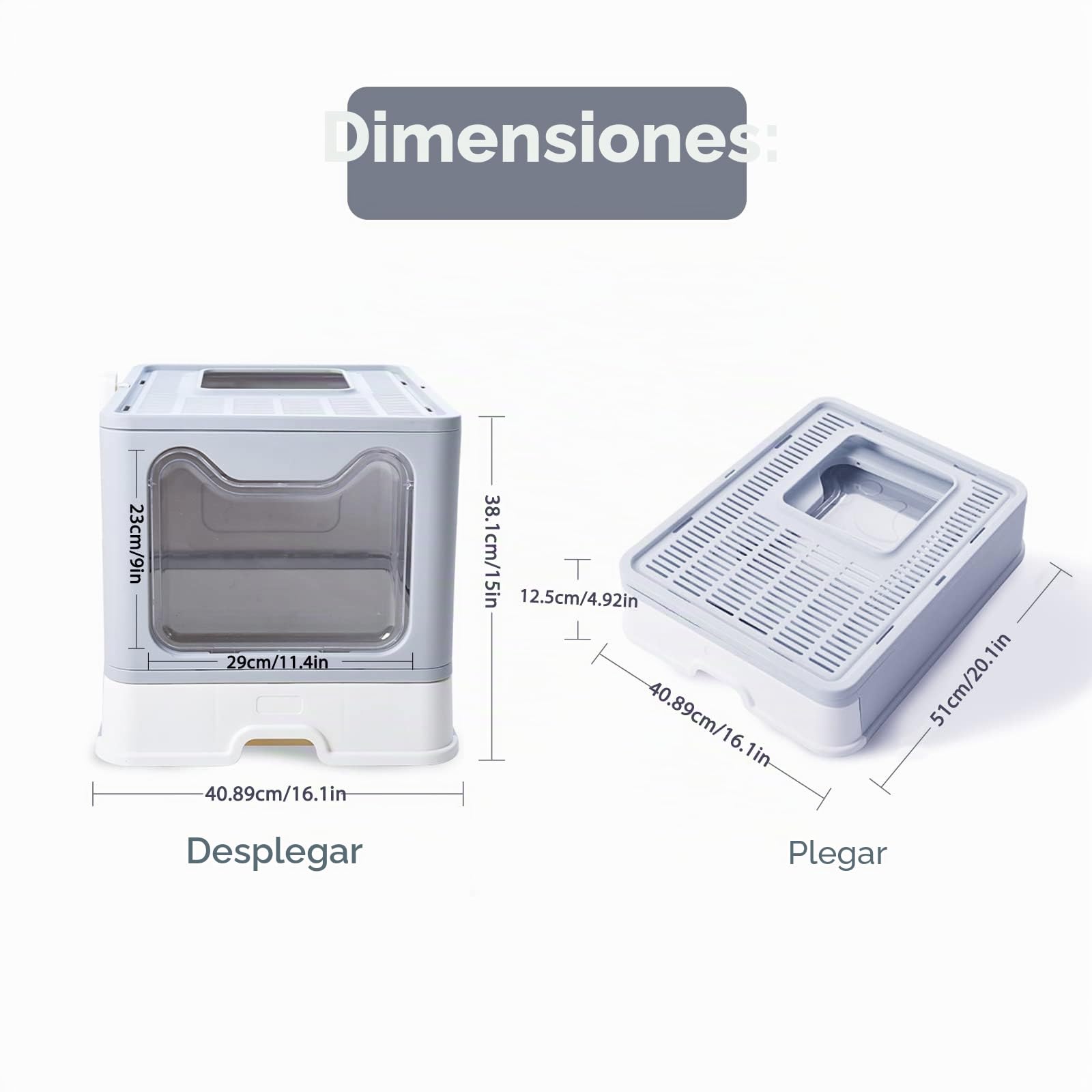 Cajas de Arena para Gatos Cerradas-Arenero Gatos Grande Plegable con Cajón y Tapa,Gran Capacidad para una Fácil Limpieza