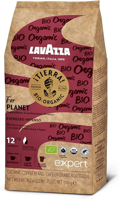Kawa ziarnista Lavazza Expert Tierra Bio Organic 1kg, Arabica i Robusta, Średnio palona, Średnia zawartość kofeiny