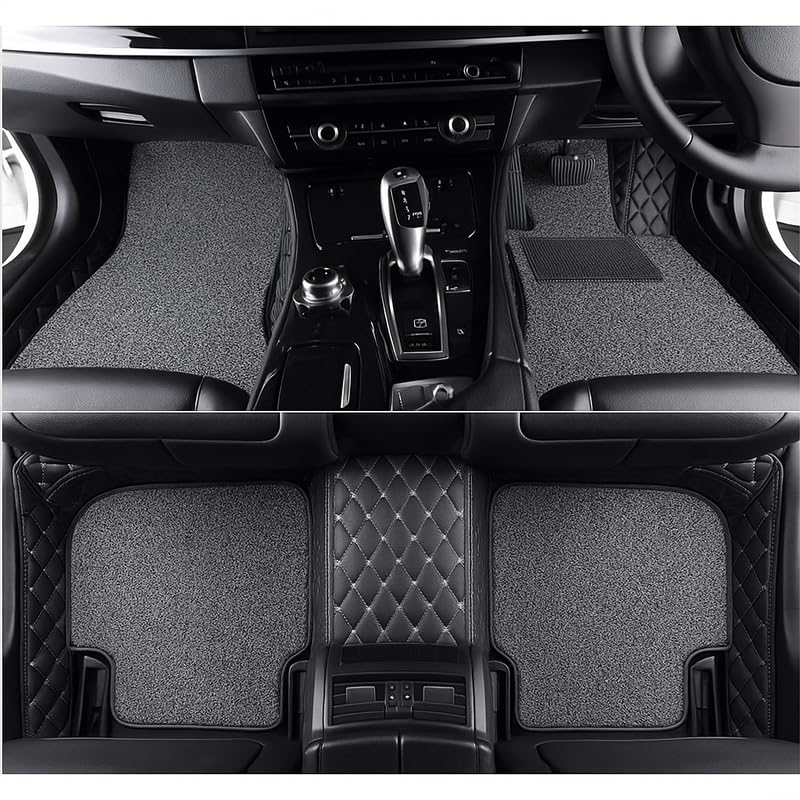 Image of SINEX Premium 7D car mat Full Set for BMW 6 Series Gt 630I | Luxury Leather Double Car Floor Mat Complete Set || 100% Waterproof and Washable Color : Black