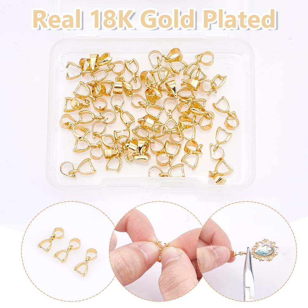 40pcs 18K Gold Plated Snap Bails - Jewelry Making Findings For Pendants DIY Crafts