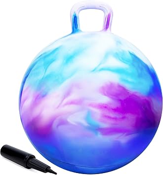 Hopper Ball, Bouncy Ball with Handles,18 Inches Purple Blue Cloud