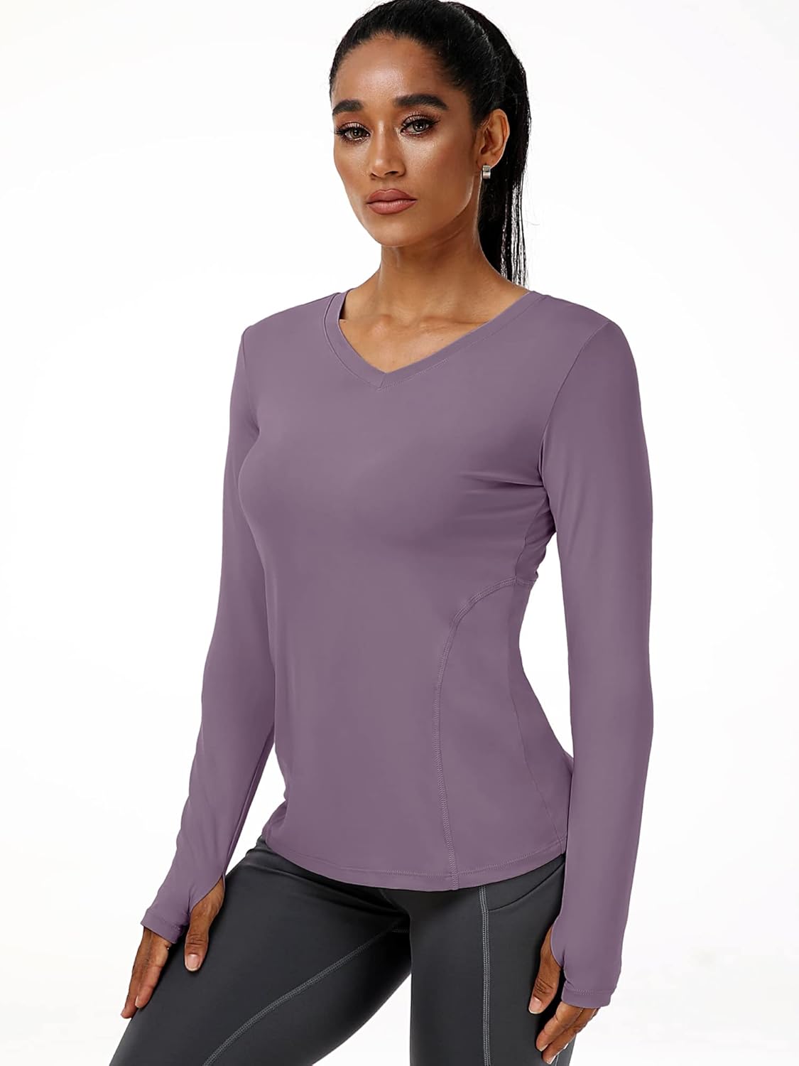 CADMUS Women Long Sleeve Shirt for Workout Dry Fit Yoga t Shirts V-Neck - Image 3