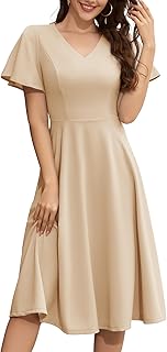 Bridesmay Wedding Guest Dresses 2025 Short Sleeve Modest A-Line Midi Church Tea Party Dress