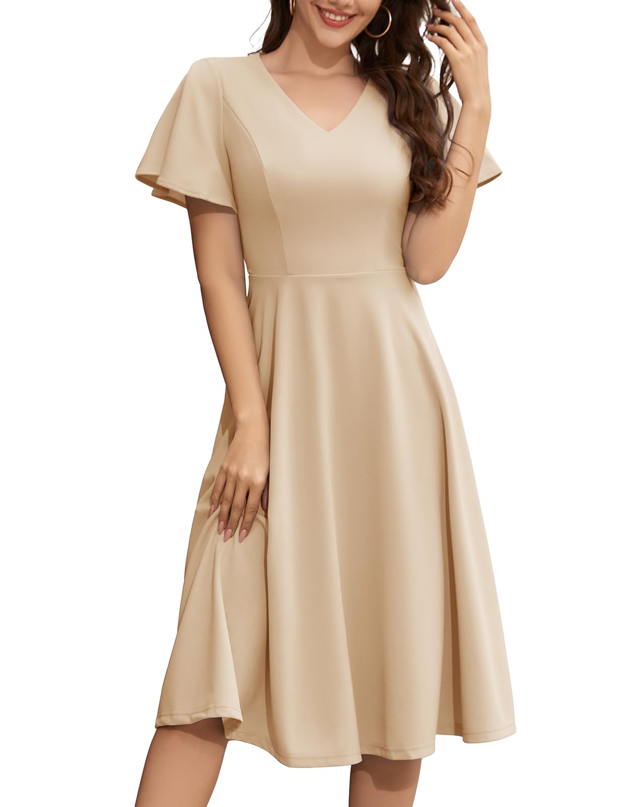 BridesmayWedding Guest Cocktail Dress 2025 Short Sleeve Modest A-Line Semi Formal Party Dress for Women