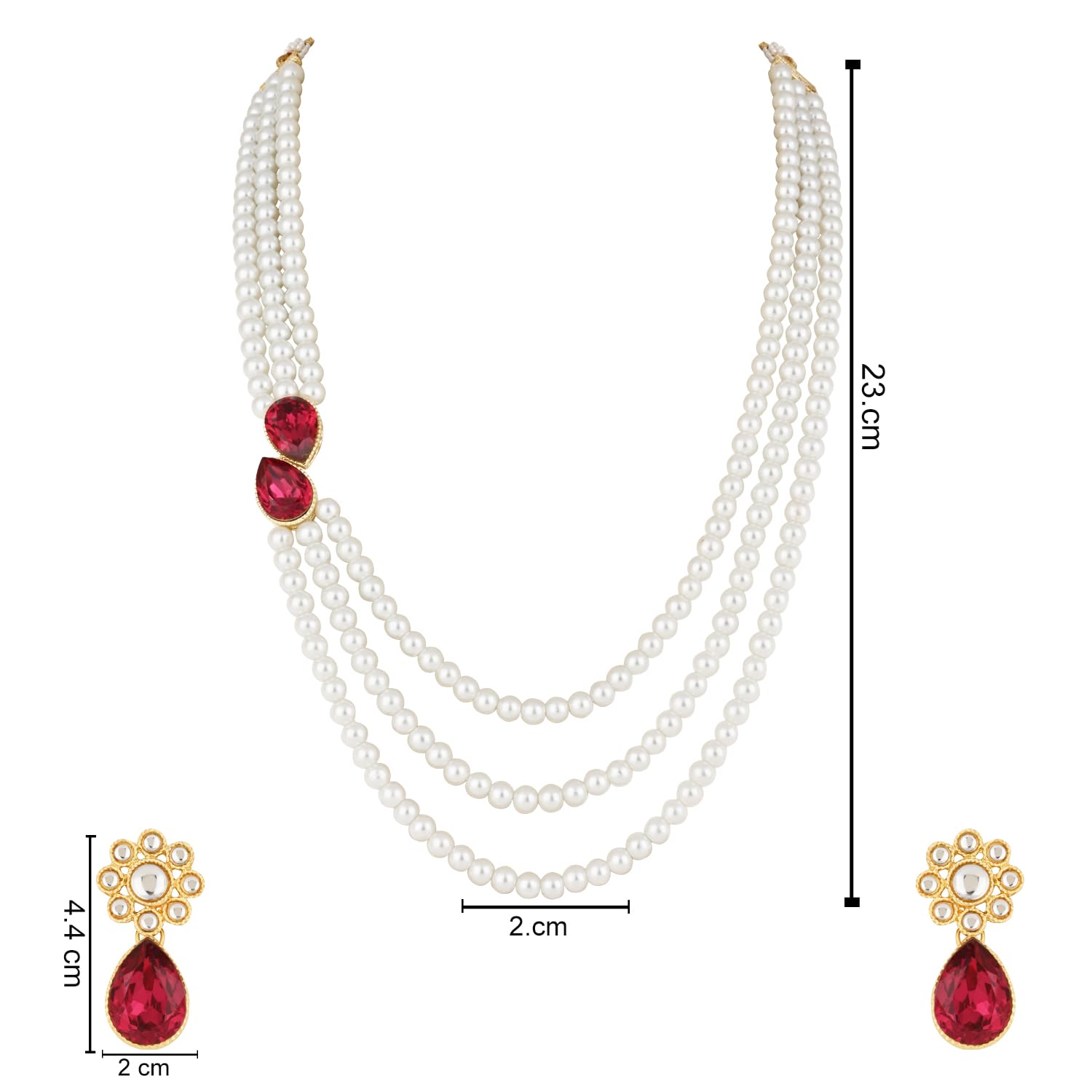 I Jewels Set di gioielli con collana girocollo con perle e pietre tradizionali placcate in oro per donne/ragazze (ML315)