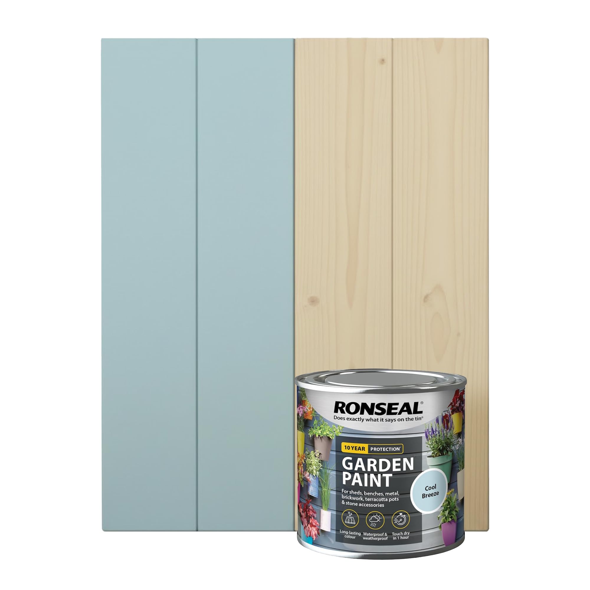DUAYRA 750ML Garden Paint, Water Based Exterior Paint, UV Damage Mid Sheen Weather Resistant Paints For Pots, Bricks, Metal, Fast Drying Fence Paints, Resists Cracking (Cool Breeze, 750 M L)