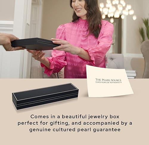 Miniatura 3 de The Pearl Source Rice Shaped Freshwater Pearl Bracelet for Women - Cultured Pearl Bracelet in 925 Sterling Silver with Genuine Cultured Pearls Pearl