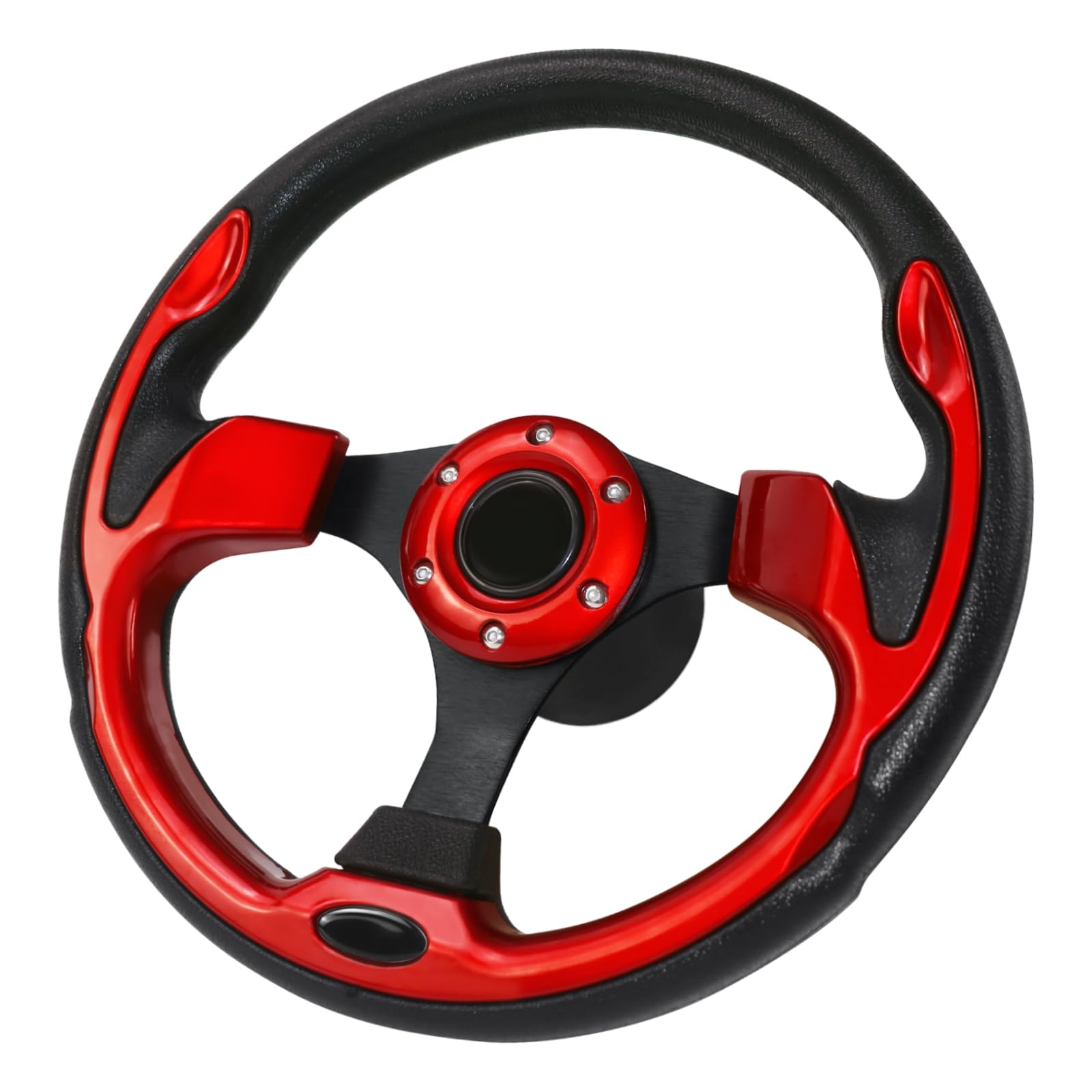 QYMOPAY 12.5 Inch Boat Steering Wheel with 3/4β Axle Marine Steering Wheel Adapter, Anti-Slip Steering Wheel for Boats, Yachts, Pontoon Boats Red