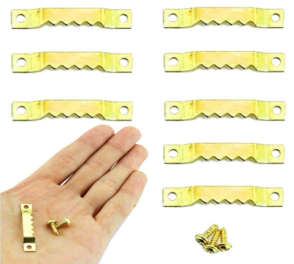 DIY Crafts Hanger Picture Frame Hanging Hanger Double Hole with Screws for Gift Making Home Office Workshop (Golden) 1 Set Contain 10 Hanger 20 Screws (Pack of 9 Sets, Hanger + Screws) (B09528SGBK) Amazon Price History, Amazon Price Tracker