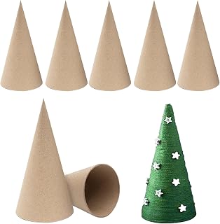 12 Pcs Paper Mache Cones for Christmas, Open Bottom Cardboard Cones for Crafts Christmas Tree Gnomes Ornament, Paper Cones Tree Cone for DIY Art Projects Decorations, 5.9 * 2.76 inch