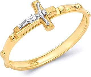 14k Yellow OR White Gold 2mm Religious Rosary/Rosario Eternity Band