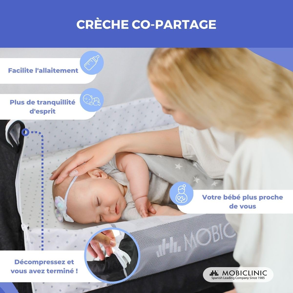 Mobiclinic Lit bébé 3 en 1 Nuit Cododo Hauteur réglable Noir 20 kg
