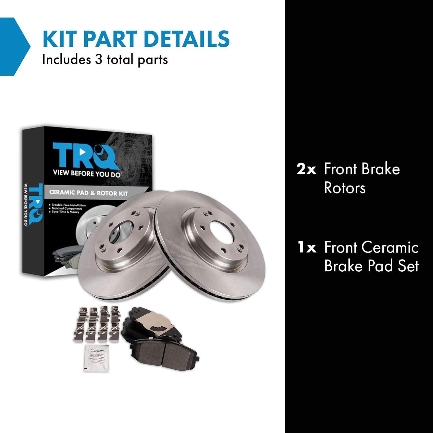 TRQ Front Brake Pad and Rotor Set Ceramic Compatible with 2020-2022 Hyundai Sonata 2021-2022 Elantra 2021 Kia K5