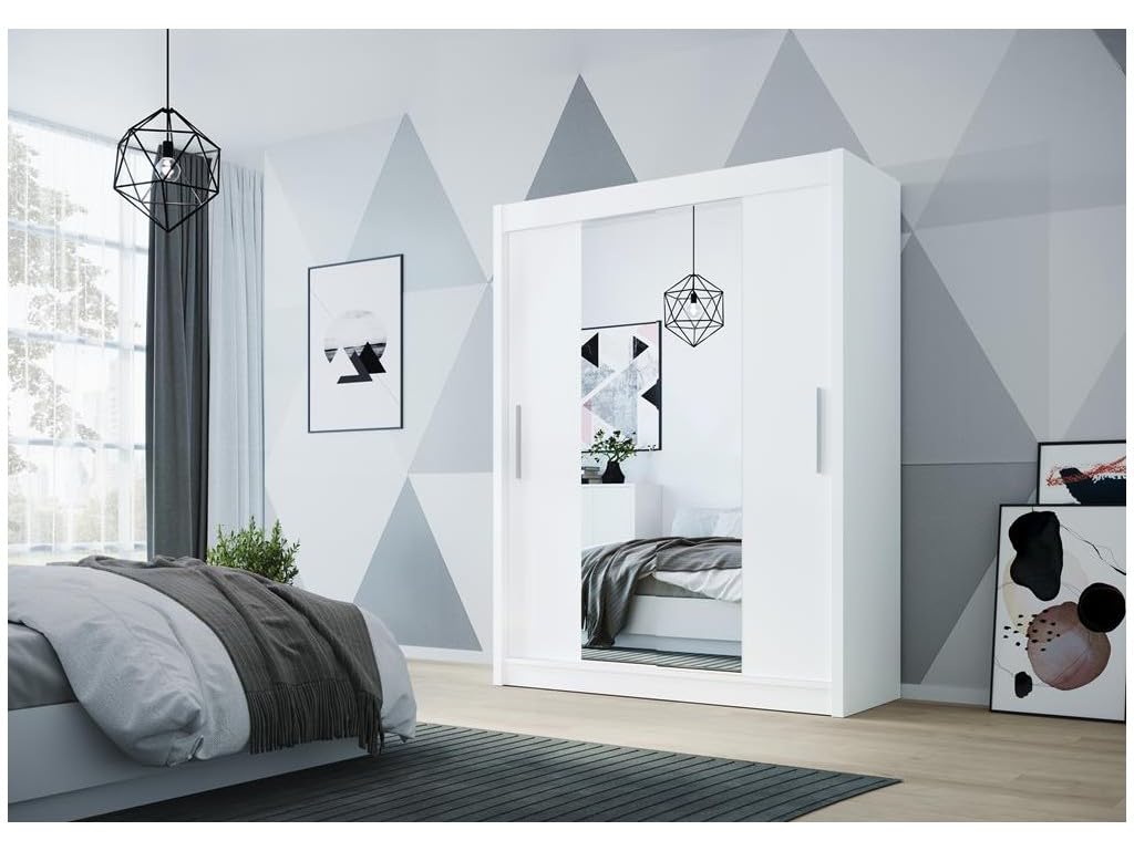Moderne Witte Opbergkast met 2 Schuifdeuren - 120×200 cm
