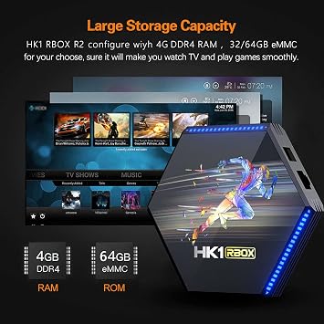 Android 11.0 TV Box, HK1 RBOX R2 8GB RAM 64GB ROM RK3566 Chipset Smart Set Top Box Builtin 2.4G/5G WIFI Bluetooth 4.2, Media Player Support 3D 8K UHD Videos, with Wireless Mini Keyboard,4GB+64GB [Energy Class A]