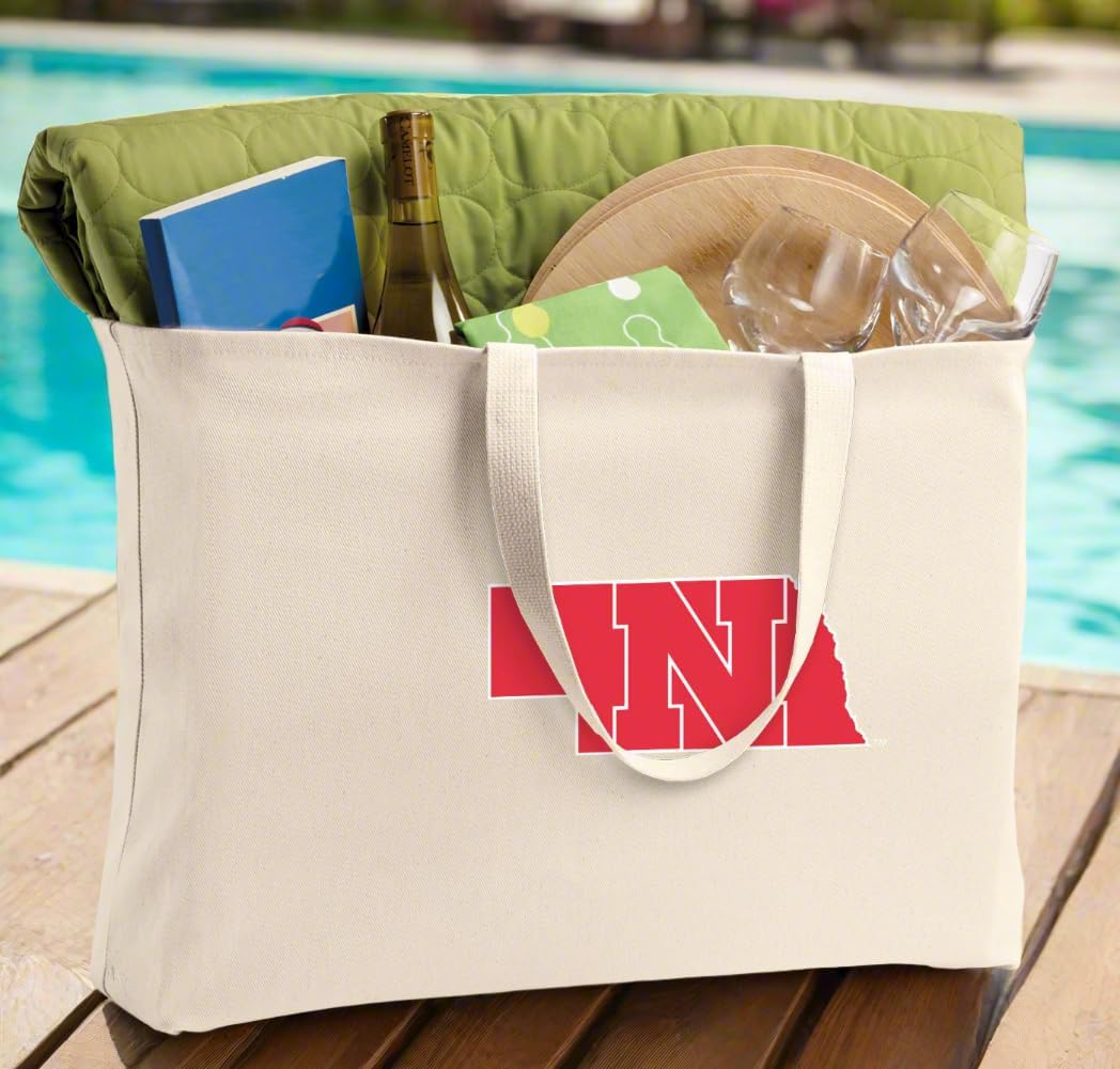 Broad Bay JUMBO Nebraska Tote Bag or Large Canvas Nebraska Huskers Shopping Bag