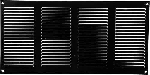Miniatura 2 de Vent Systems Cubierta de ventilación de aire negra de 16 x 8 pulgadas, parrilla de retorno de aire de metal con pantalla de protección contra plagas