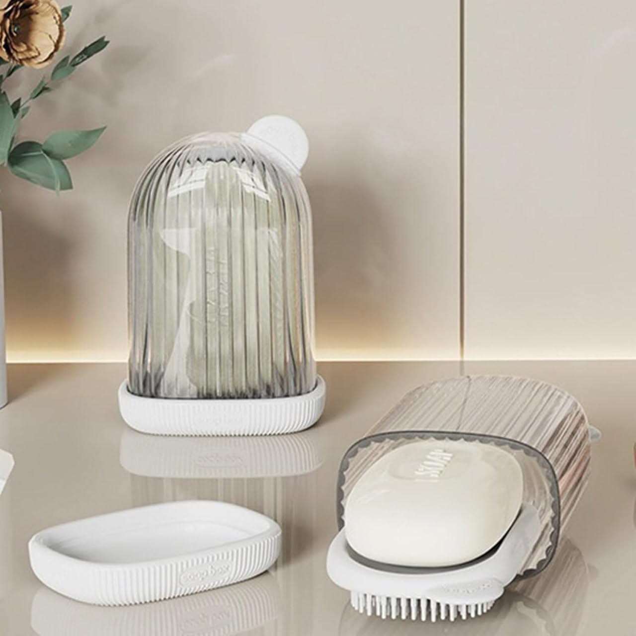 Soap Case with Cleaning Brush Portable Soap Holder Box with Drain Tray | Travel Soap Container for Bathroom, Gym, Kitchen & Camping (1 Pc, multi Color)-image-23