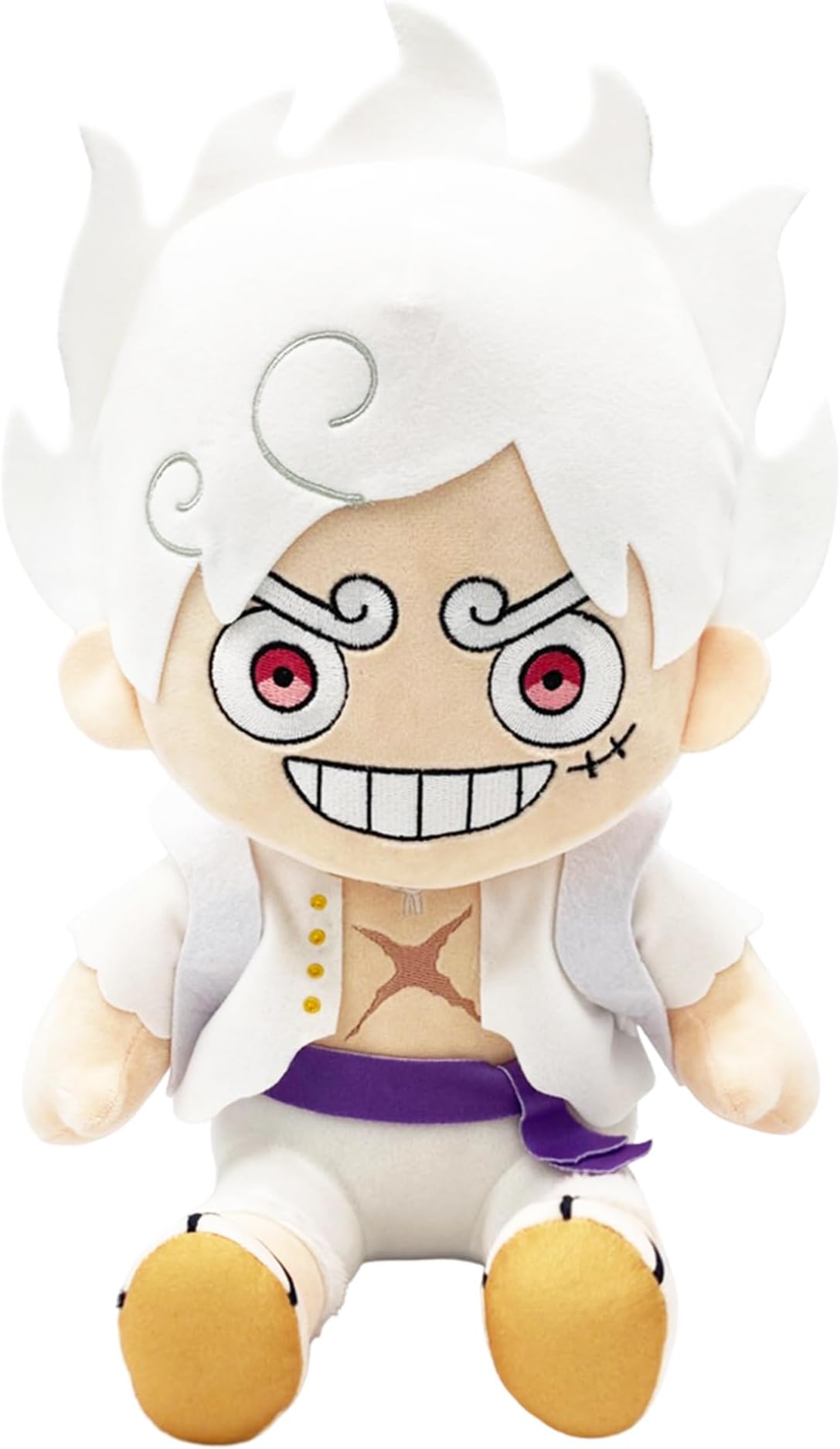 Great Eastern Entertainment One Piece - Monkey D. Luffy Gear 5 Grin Sitting Pose Plush 12" H