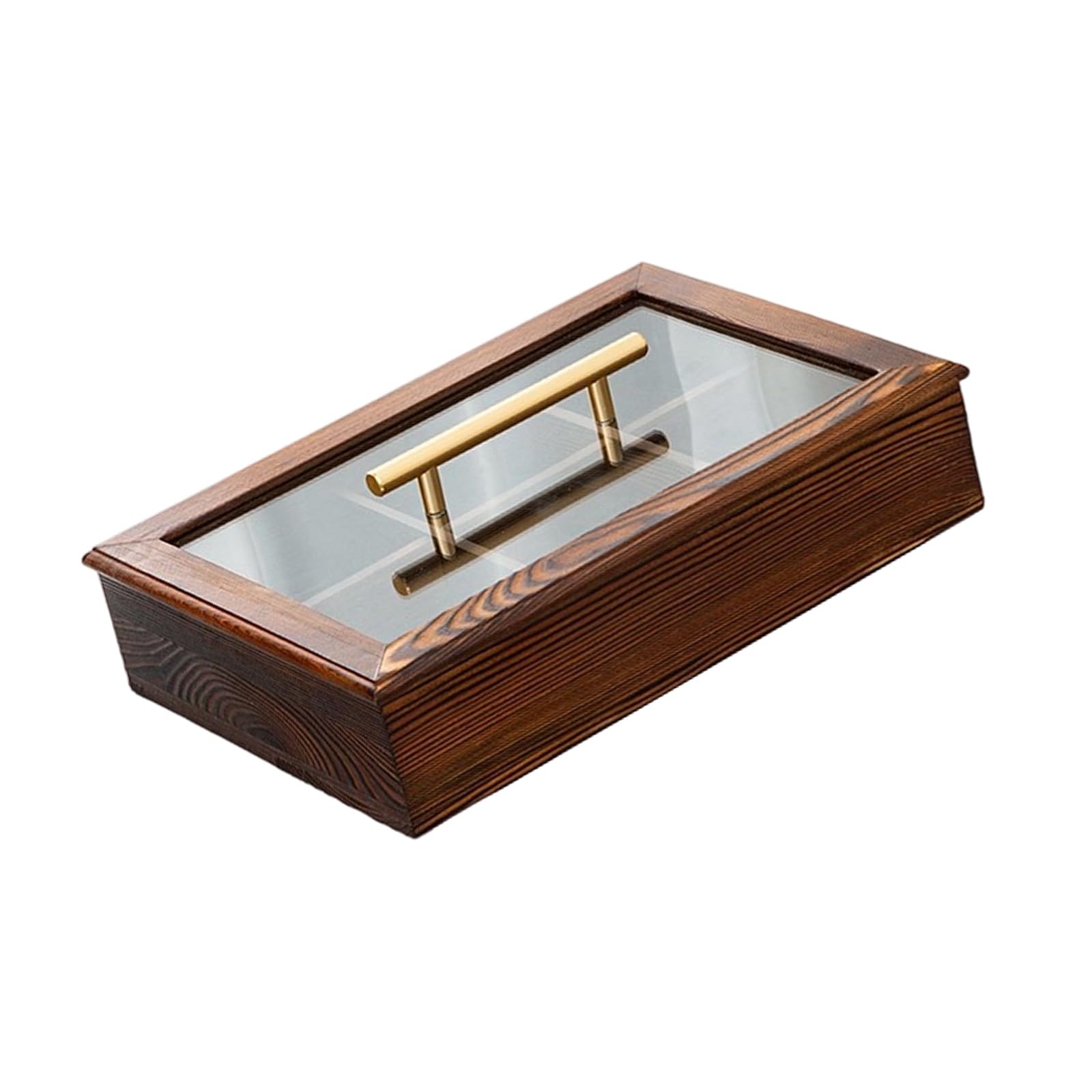 Tsophreniq Sturdy Wood Partitioned Nut and Candy Organizers Box Featuring See Through Top Modern Nut Display Case for Easy Access Natural Wood Treat Box