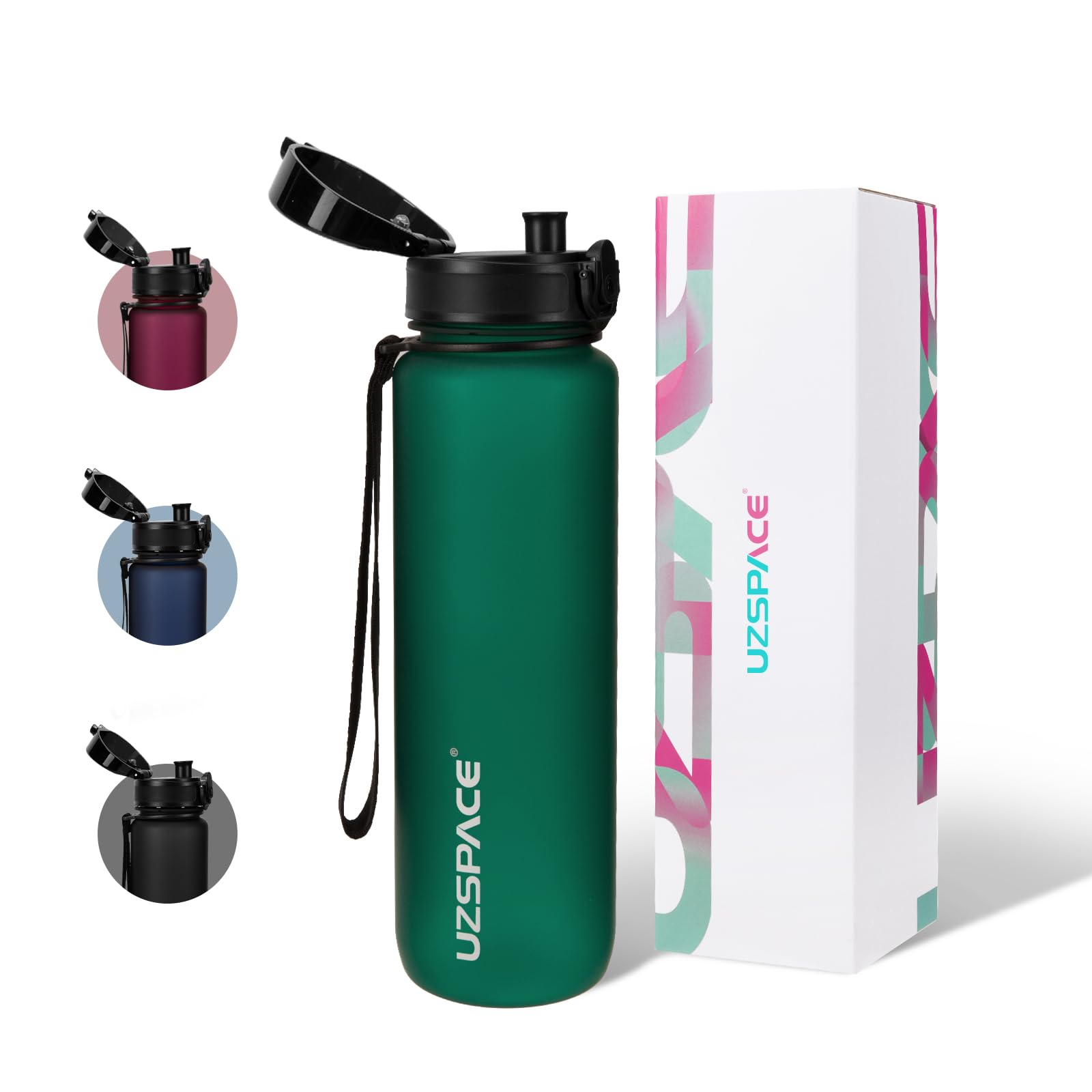 UZSPACE Botella Agua Deportiva,500ml/800ml/1000ml/1.5l, Tritan Botella Agua Sin BPA. Evitar Fugas de Agua y Ideal para el Ejercicio y los Deportes al Aire Libre — view 24