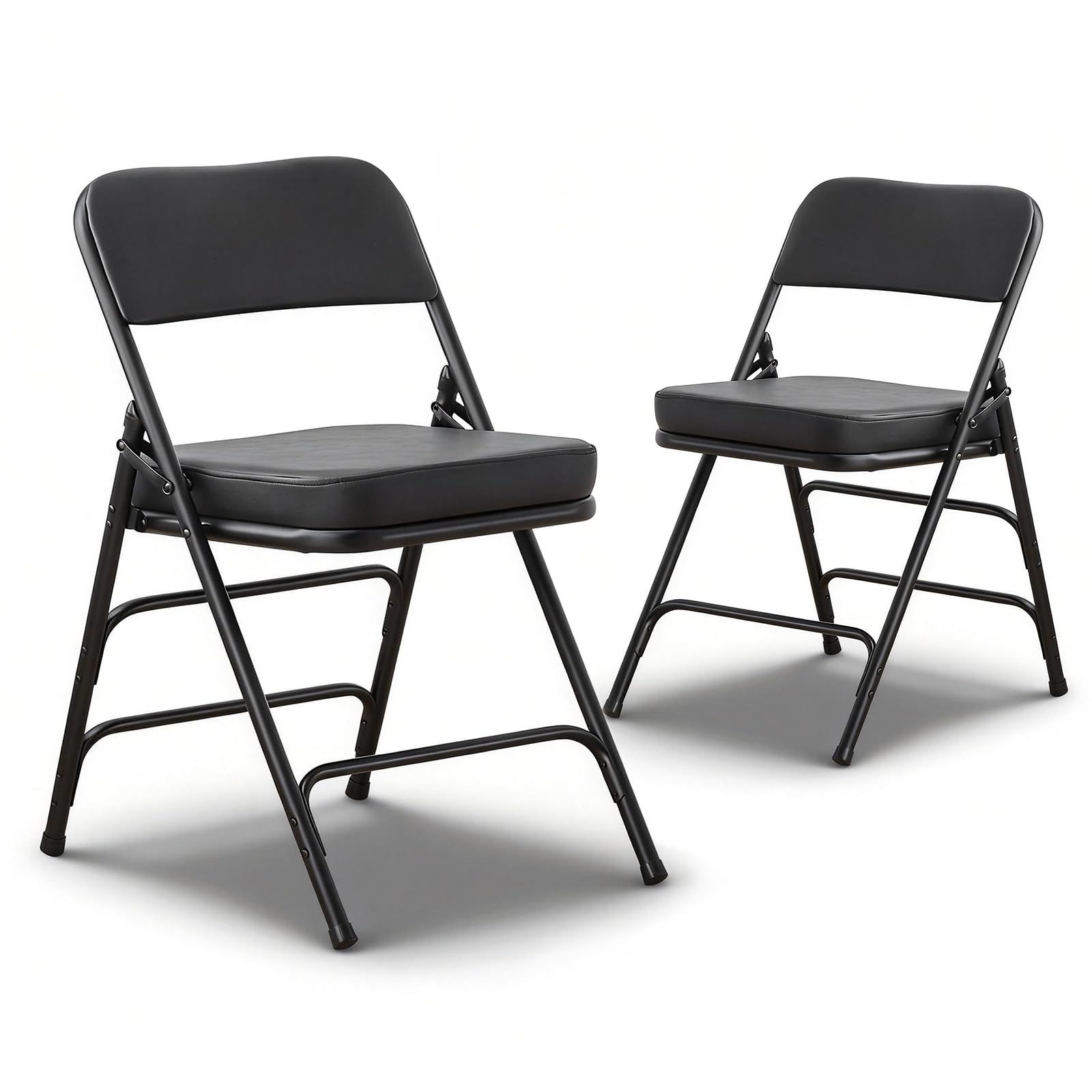 CHAIRABLE Padded Folding Chairs with Thick Cushion, Heavy Duty Metal Frame, Comfortable Upholstered Foldable Chair for Home, Office, Party, Dining, Indoor & Outdoor Events, Black, 2 Pack