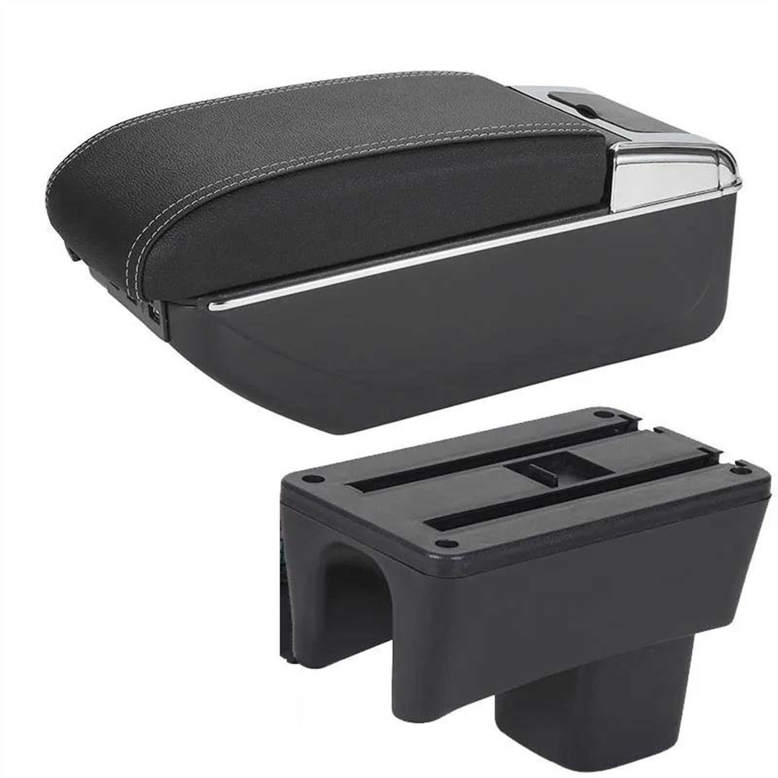 Armrest Box With Multifunctional Support PU Upholstered Car Interior Modification Accessories For Swift 2005-2023(B3 Black white 7USB)