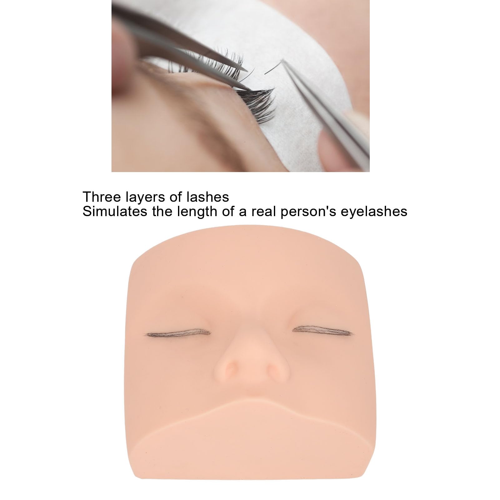 Luqeeg Eyelash Extension Mannequin Head, PVC Soft Rubber Reusable Design, Three Layer Eyelash Mold, for Practice and Display - Image 3