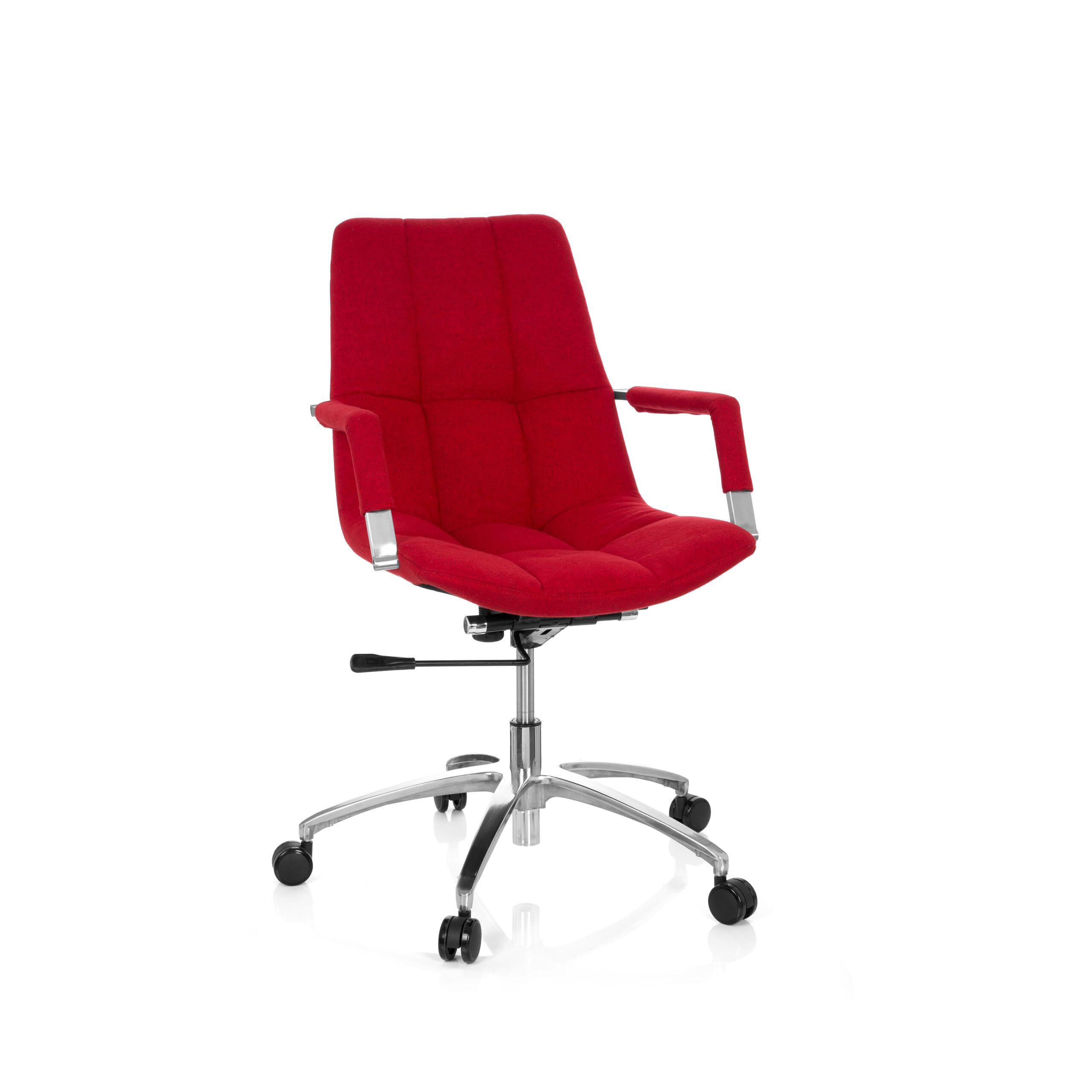hjh OFFICE 670913 Schreibtischstuhl SARANTO Stoff Rot Bürostuhl mit Armlehnen im Retro-Design, höhenverstellbar
