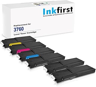 6 Inkfirst® Toner Cartridges C3760dn C3765dnf 331-8429 331-8432 331-8431 331-8430 BK, C, M, Y Compatible Remanufactured for Dell C3760n C3760dn C3765dnf Black, Cyan, Magenta, Yellow (1 Set + 2 Black)
