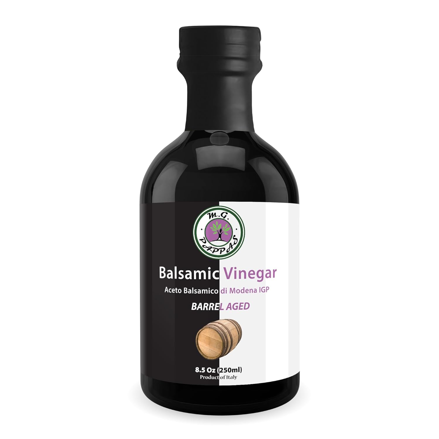 M.G. PAPPAS Balsamic Vinegar from Italy - Gourmet Balsamic Italian Vinegar - A Great Addition to Vinaigrettes, Salads & Dressings - No Preservatives, No Added Sugar, No Additives - 8.5 Fl Oz (250ml)