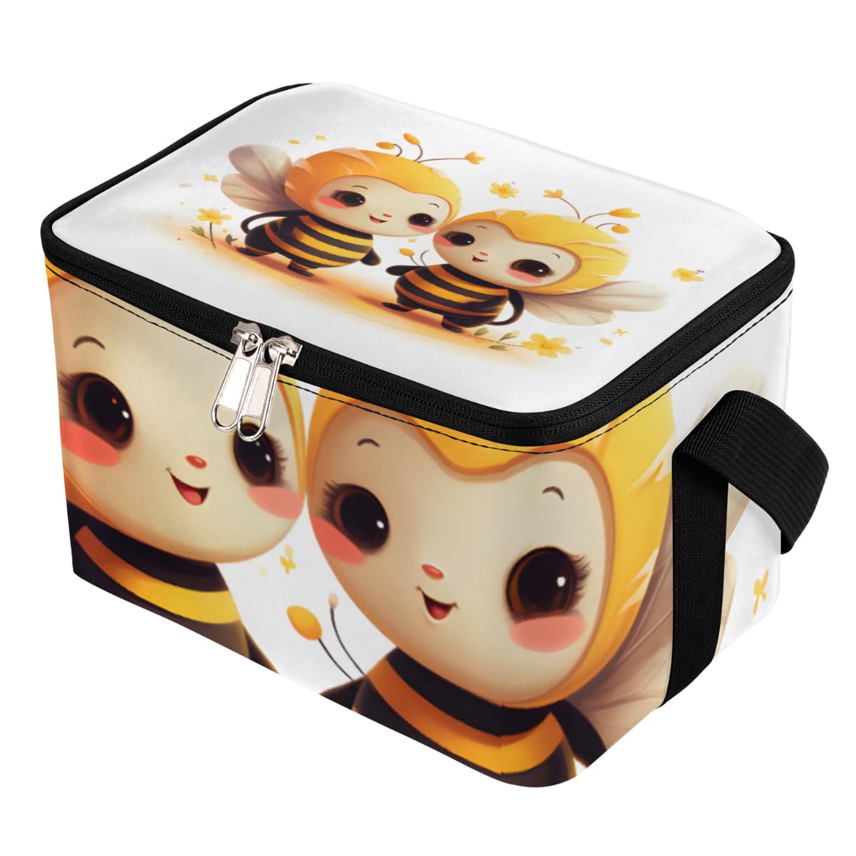 GzLeyigou Lunch Bags for Women Men 9 Cans,Bees Friends Hot & Cold Food Delivery Bag Insulated Grocery Bag Insulated Lunch Box Cute Bees Cooler Bag for Office Work Picnic Beach