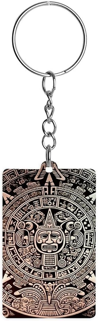 Mayan Calendar End of The World Keychain for Women Men - Lightweight Acrylic Key Ring with Single Side Print Durable Key Chain Clear Rectangle Keyring Car Keychain Gifts for Birthday