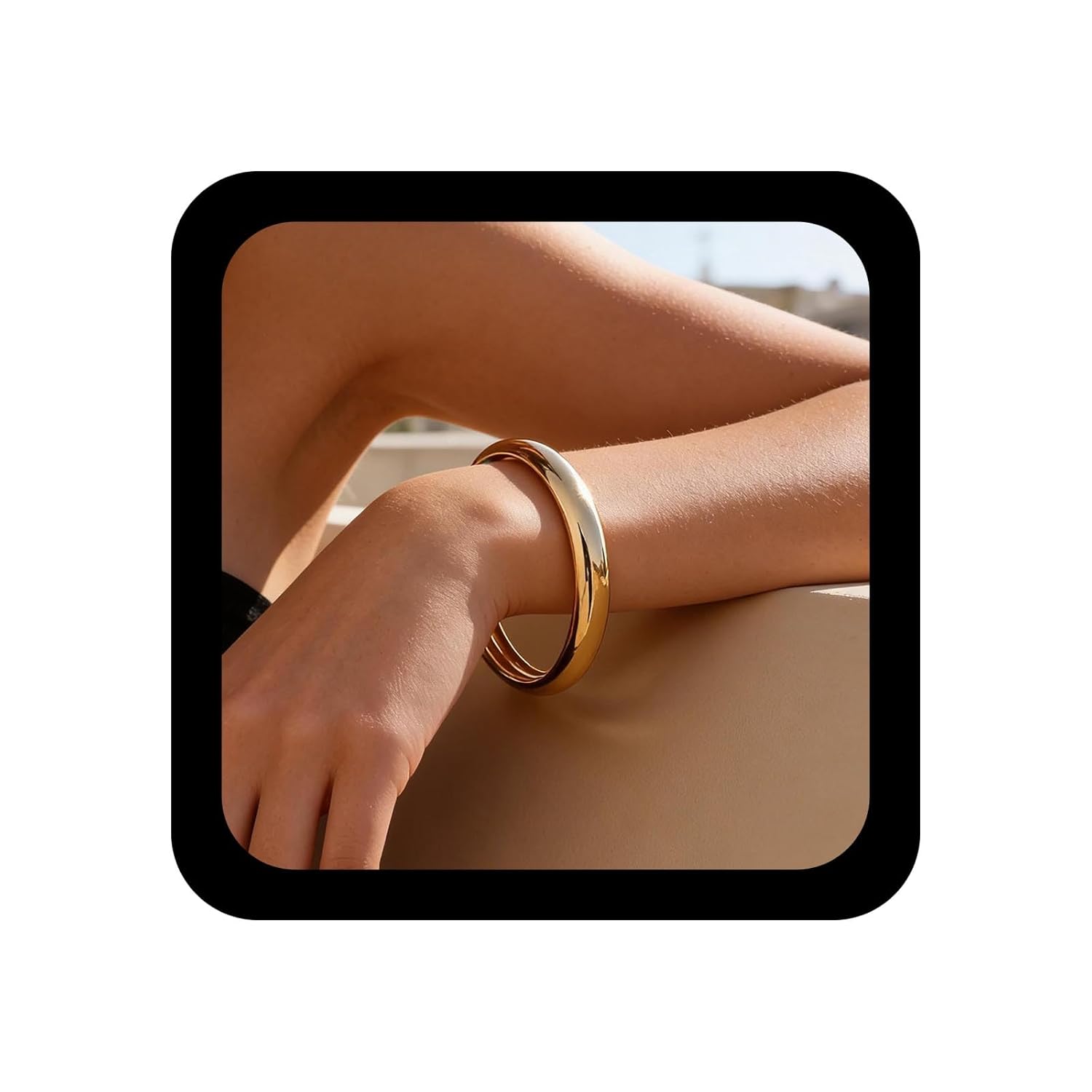 Andelaisi Punk Chunky Bangle Bracelet Vintage Simple Circle Cuff Bracelet Gold Wide Wrist Bracelets Cuff Open Adjustable Bangle