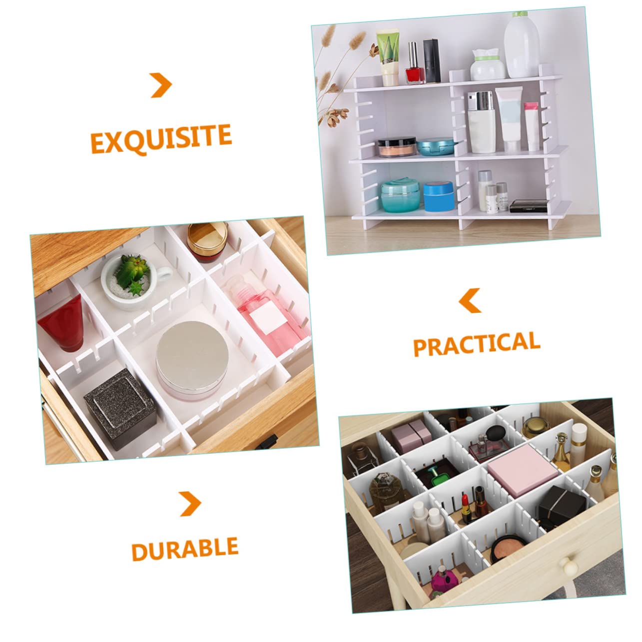 Separadores Juego de 7 Piezas de Cajones Ajustables de Pvc Blanco para Almacenamiento y Orden en Cajones para Organización del Dormitorio y Oficina