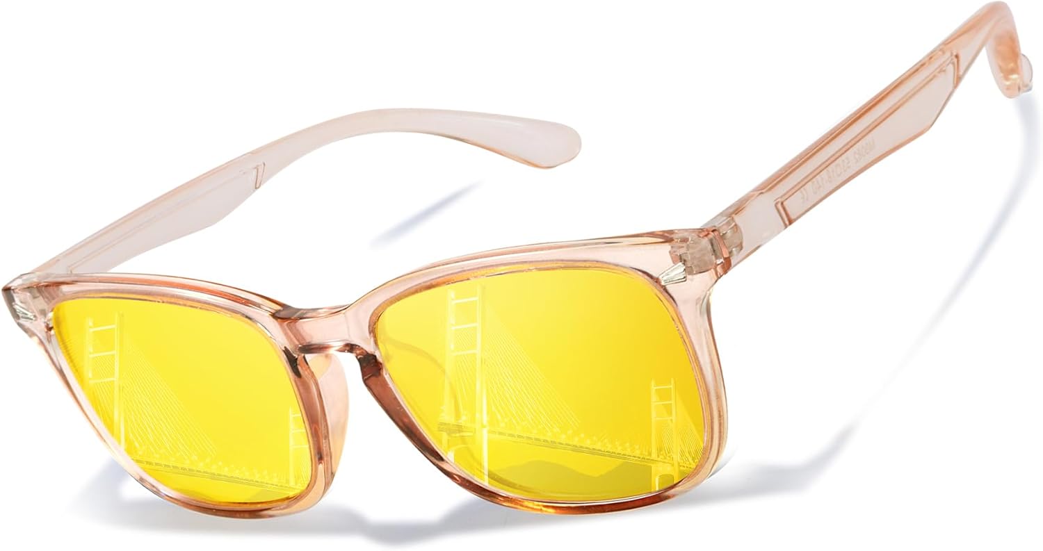Chicid Night Vision Glasses for Driving, Women's Polarized Anti-Glare Yellow Lens with UV400 Protection