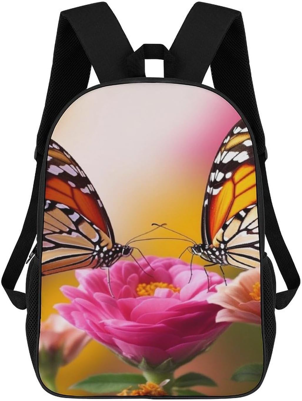 Butterfly Kissing Flowers 17 Inch Laptop Backpack, College Bookbag