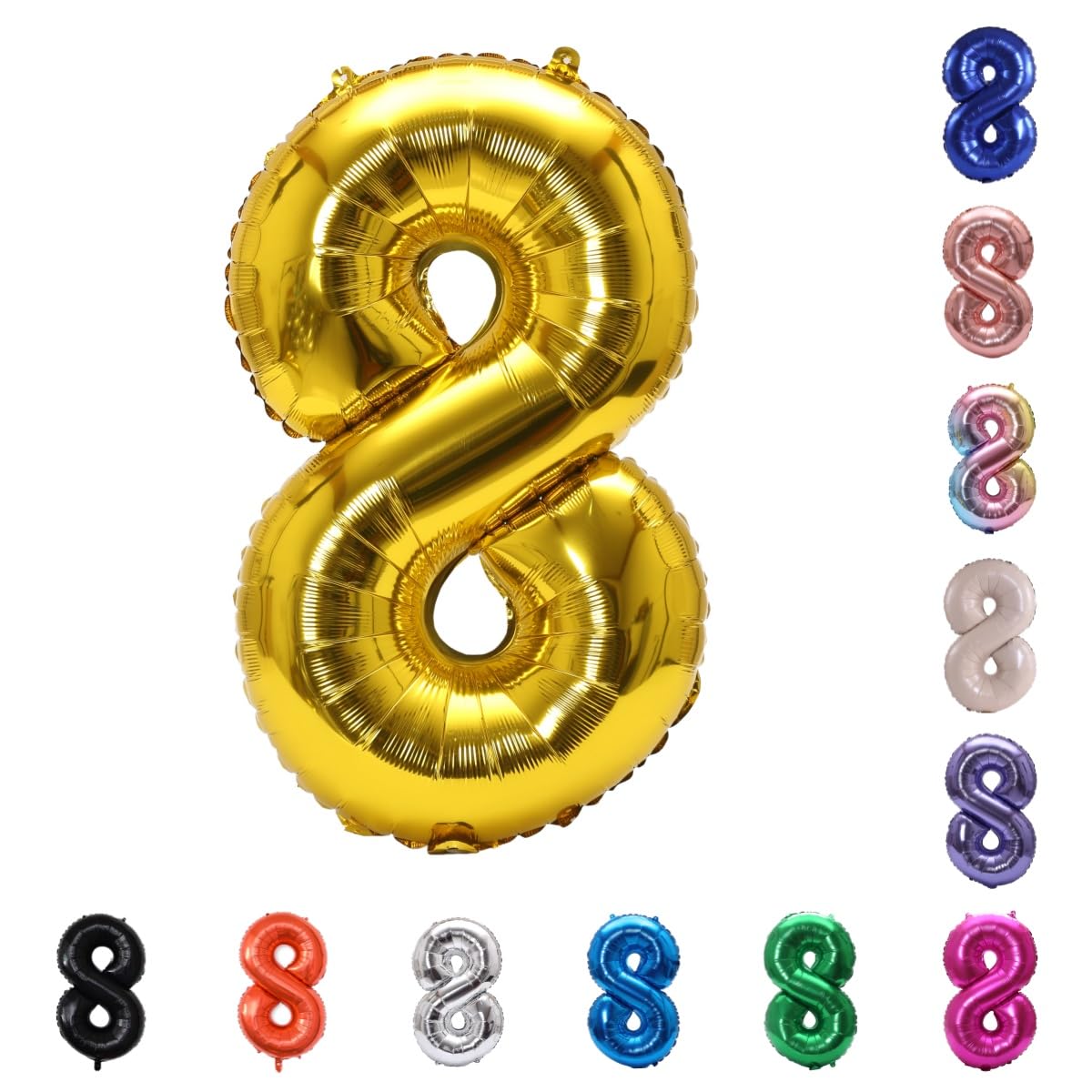 YPSelected 32 Inch Large Foil Helium Number Balloon Birthday Wedding Party 0-9 (Gold, 8)