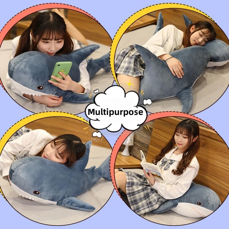 39.3 Inch Giant Shark Plush Stuffed Animal Toy Soft Plush Pillow Shark Stuffed Sea Animals for Boy's and Girl's Room Sofa Decoration and Holiday Birthday Gift - Image 6