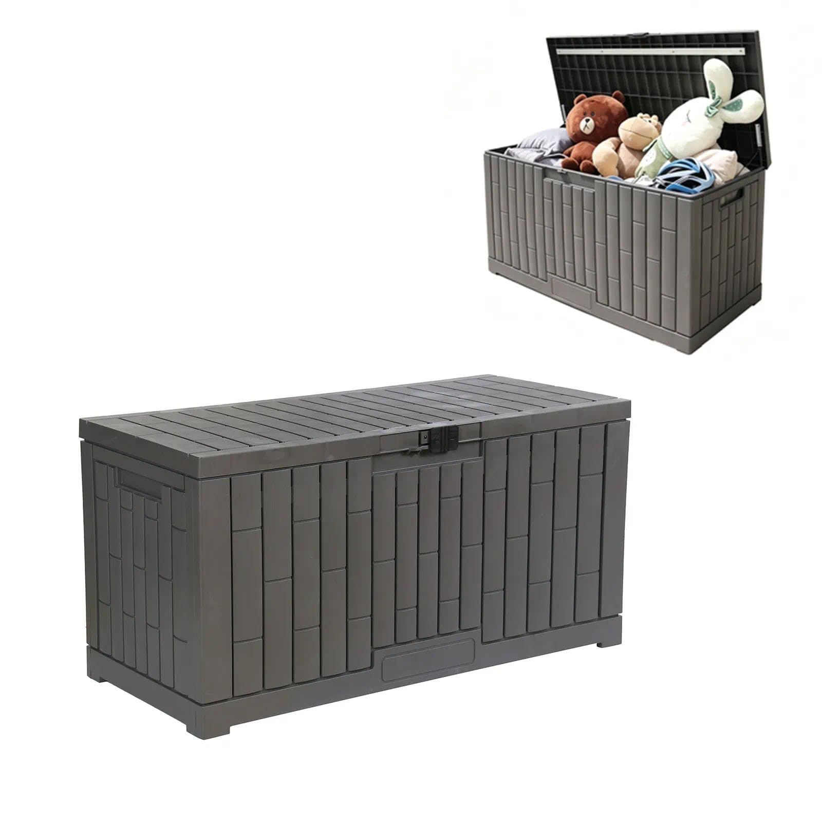 Générique Boîte De Rangement De Jardin De Grande Capacité Matériau PP Résistant Aux Intempéries Et À La Poussière Avec Trou De Serrure Adapté Aux Outils De Jardinage(Extra Extra Large)