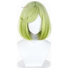 Probeauty Green Bob Cosplay Wig for Women Coco Wig Short Light Green Anime Wigs for Halloween Costume Party with Wig Cap