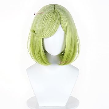 Probeauty Green Bob Cosplay Wig for Women Coco Wig Short Light Green Anime Wigs for Halloween Costume Party with Wig Cap