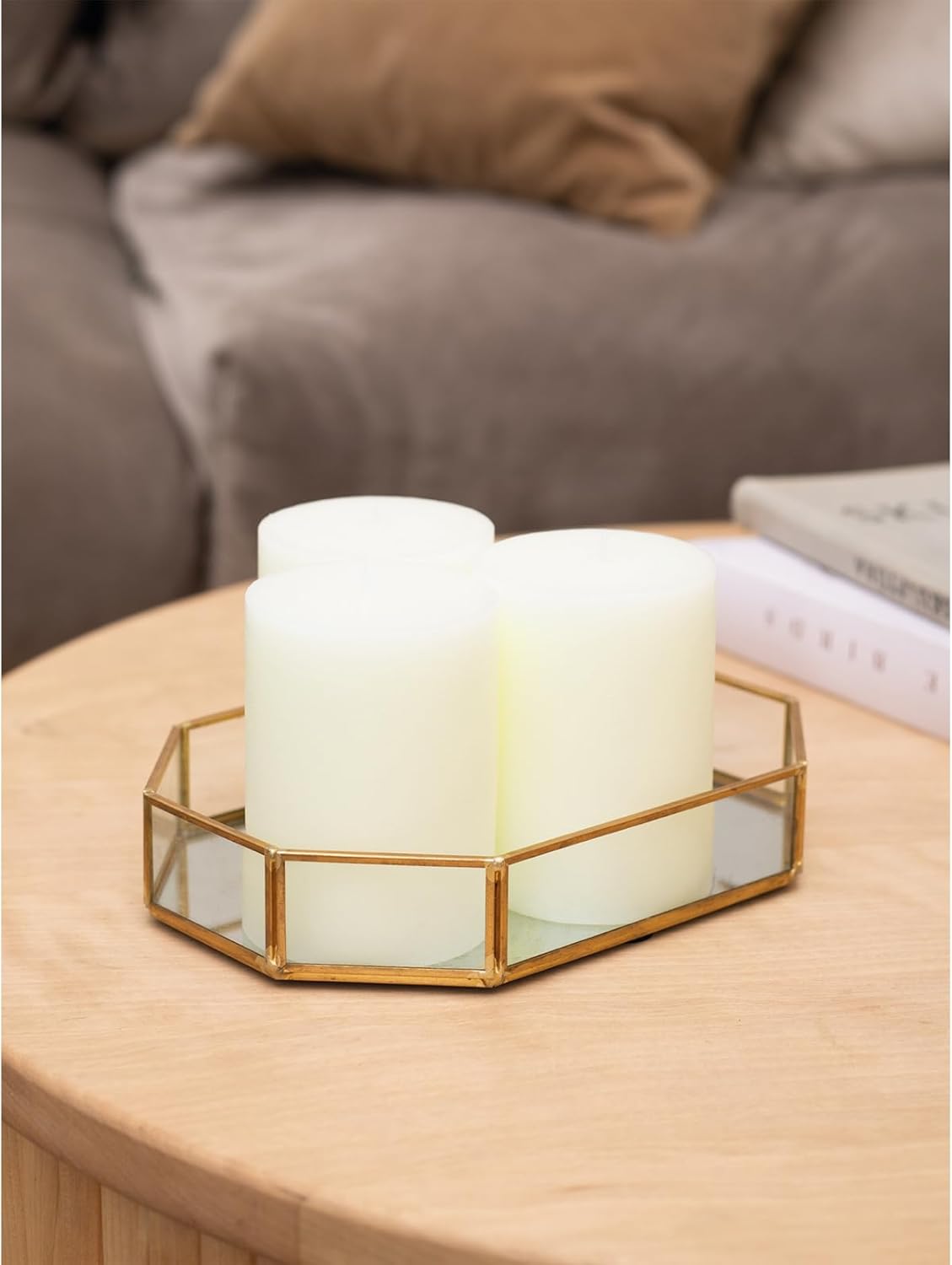 CANDWAX 3x4 inch Pillar Candles Set of 3 – Unscented Dripless Rustic Ivory Candles for Home Decor, Weddings, Table Settings