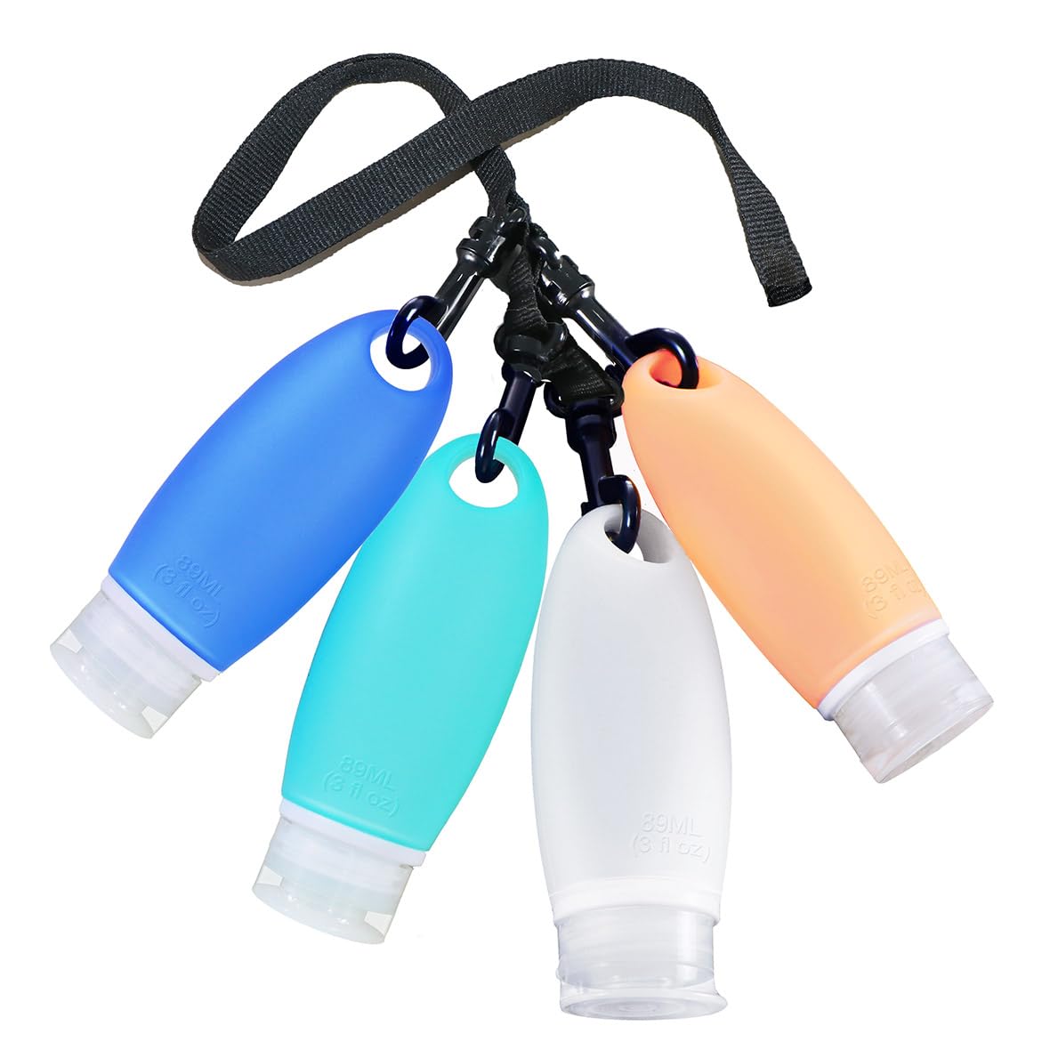 Fullplus Silicone Travel Bottles Set Leak Proof Refillable Travel Cosmetic Containers, 3 oz Carry-on TSA Approved, with Facial Cleansing Brush, Shower