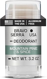 Aluminum-Free Deodorant for Men by Bravo Sierra, 1-Pack - Contains Natural Ingredients - Long Lasting All-Day Odor & Sweat Protection - Mountain Pine & Spice, 3.2 oz - Paraben & Cruelty-Free, Vegan