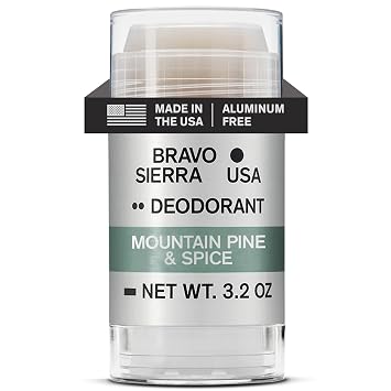 Aluminum-Free Deodorant for Men by Bravo Sierra, 1-Pack - Contains Natural Ingredients - Long Lasting All-Day Odor & Sweat Protection - Mountain Pine & Spice, 3.2 oz - Paraben & Cruelty-Free, Vegan