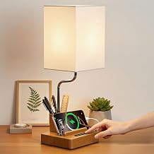 OUTON Cordless Rechargeable Bedside Lamp with Slide Dimmer, 8000mAh Battery Level Indicator, 3 Color Temperatures, Reverse USB Charging, Phone Stand & Pen Holder, Touch Control for Home & Office Use