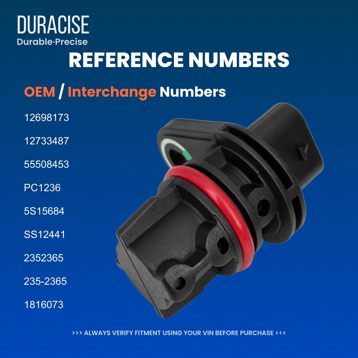 DURACISE Camshaft Position Sensor Compatible with 2019-2025 Chevrolet Silverado 1500, Tahoe, Suburban, Blazer & GMC Sierra 1500, Yukon, Acadia & Cadillac Escalade, CT5, XT5 & Buick Encore, OE#12698173